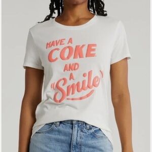 NWT Lucky Brand Coke And Smile White Tee Red Graphic